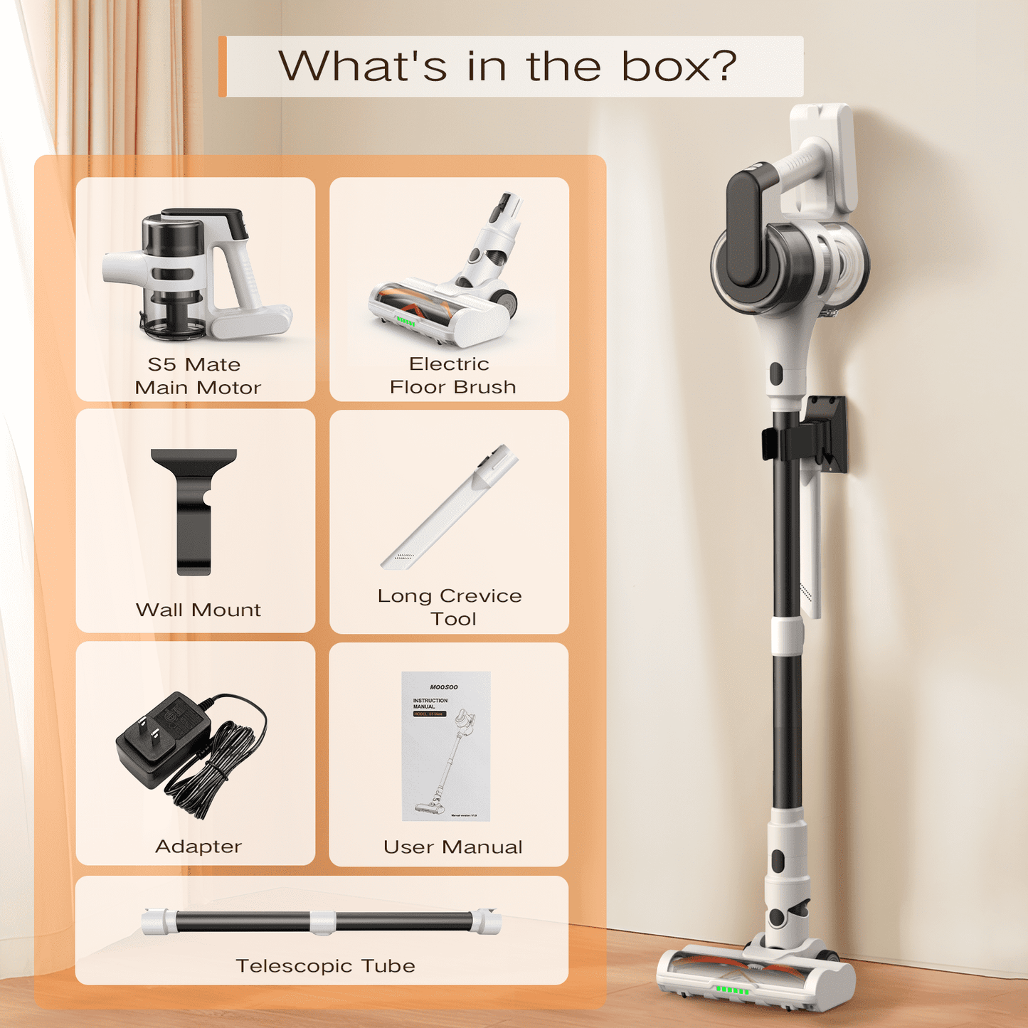 Strong Suction, Cordless Stick Rechargeable, 55 Mins Max Runtime, anti Tangle LED Headlight Brushless, Ideal for Hardwood Floors, and Home