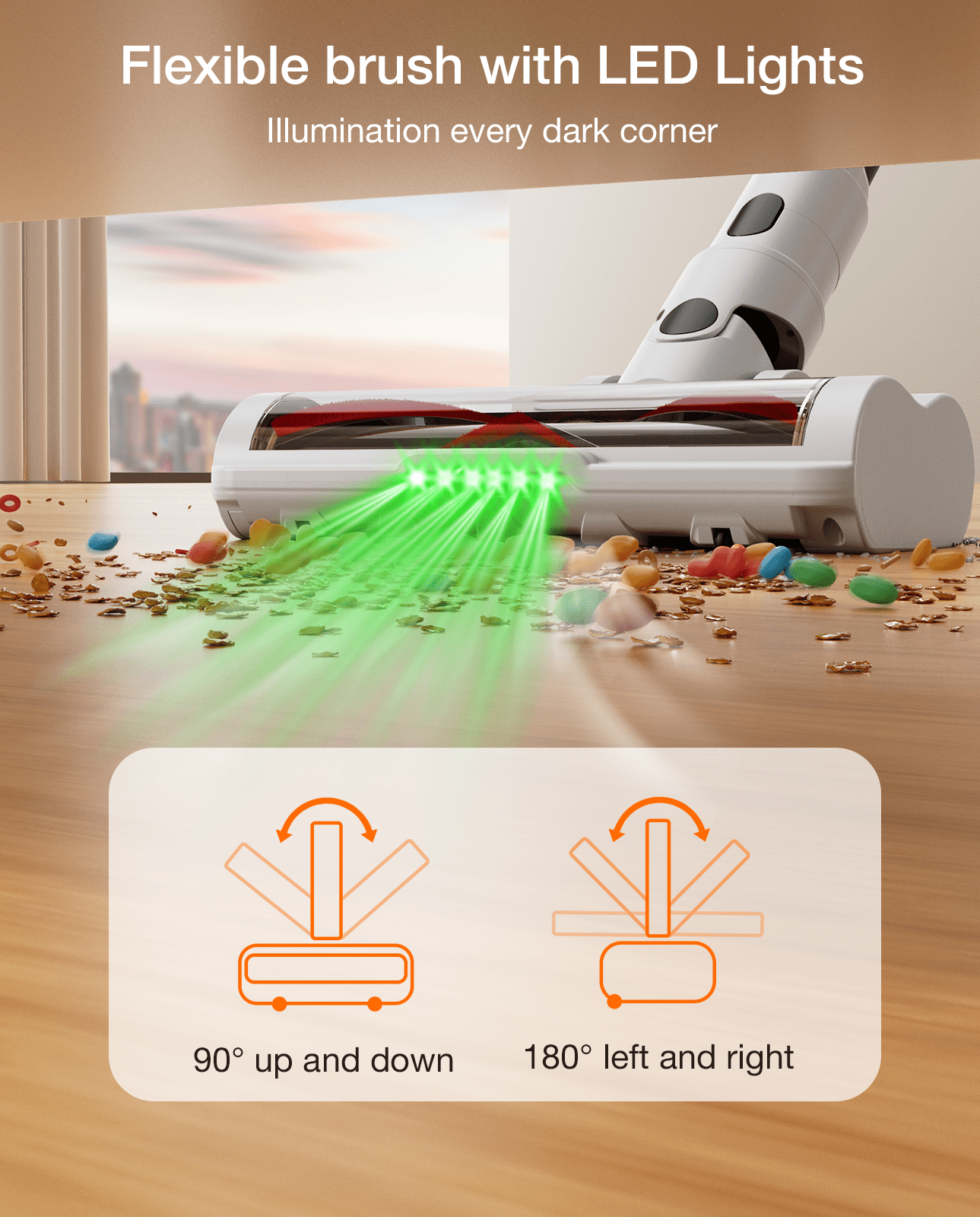 Strong Suction, Cordless Stick Rechargeable, 55 Mins Max Runtime, anti Tangle LED Headlight Brushless, Ideal for Hardwood Floors, and Home