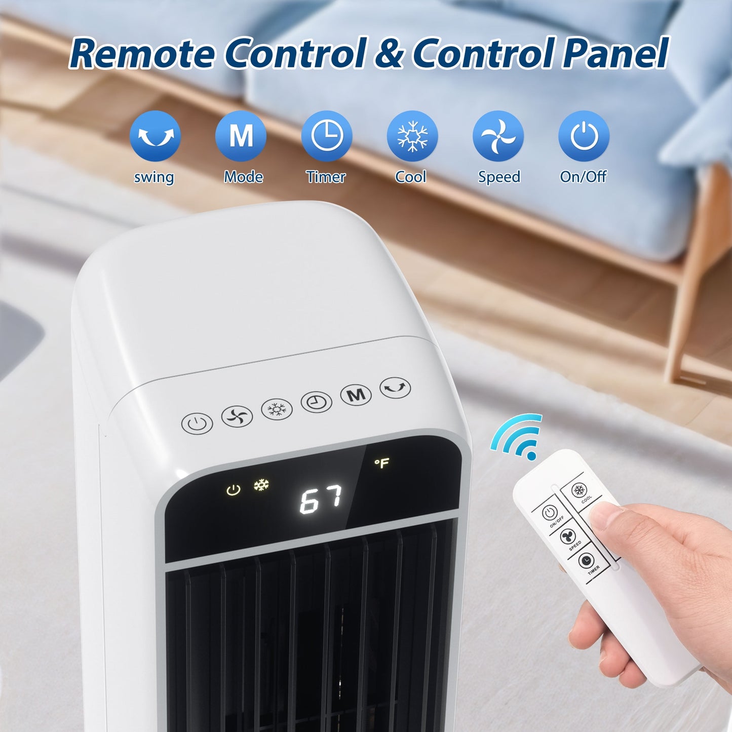 Evaporative Air Cooler Tower Fan Portable Air Conditioners Indoor 3-In-1 Humidifier 41.5"