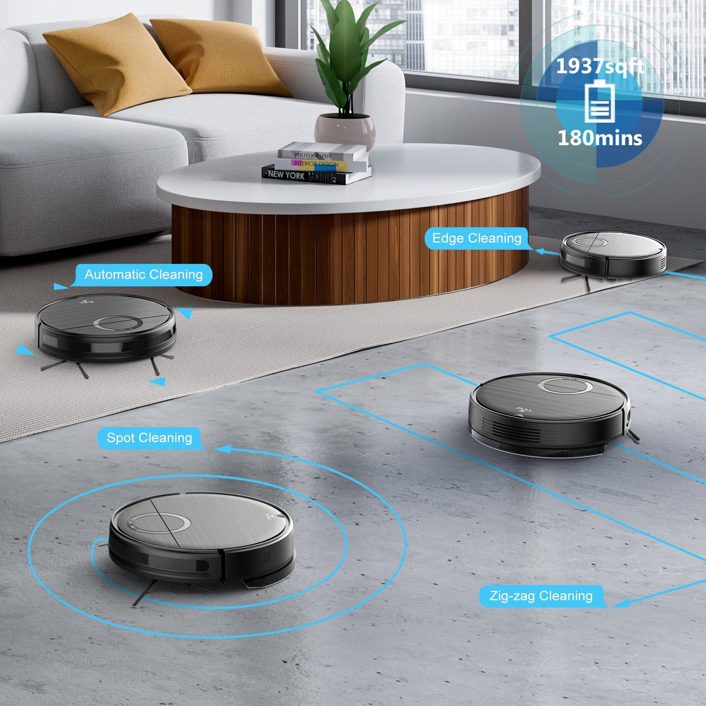 Robot Vacuum and Mop Combo, Robotic Vacuum Cleaner with Schedule, Wi-Fi/App/Remote, Self-Charging, Slim, Ideal for Hard Floor, Pet Hair