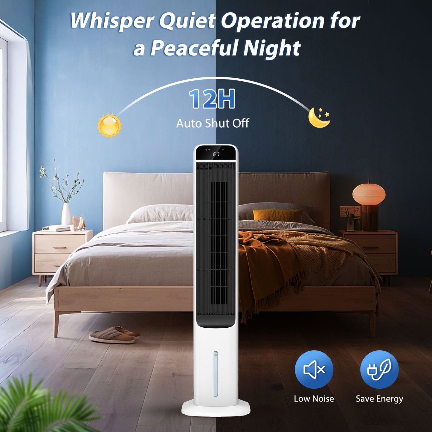 Evaporative Air Cooler Tower Fan Portable Air Conditioners Indoor 3-In-1 Humidifier 41.5"