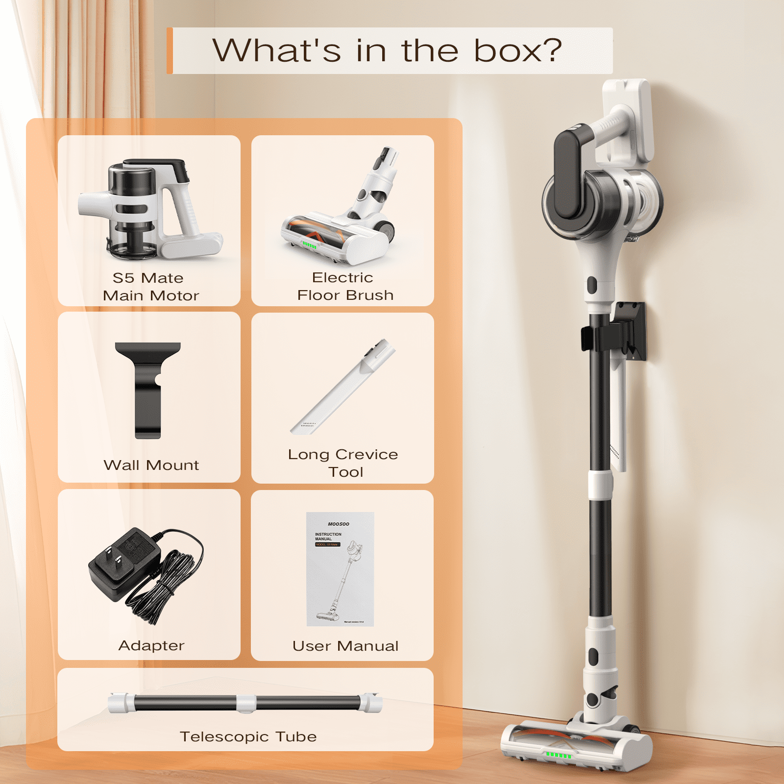 Strong Suction, Cordless Stick Rechargeable, 55 Mins Max Runtime, anti Tangle LED Headlight Brushless, Ideal for Hardwood Floors, and Home