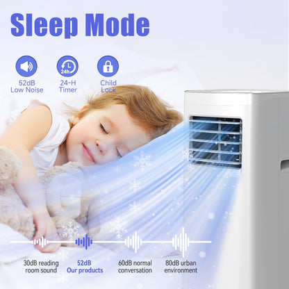 Portable Air Conditioner,8500 BTU Portable Ac up to 450 Sq,4 in 1 with Remote Control,Sleep Mode, Windows Kit,Brush,White