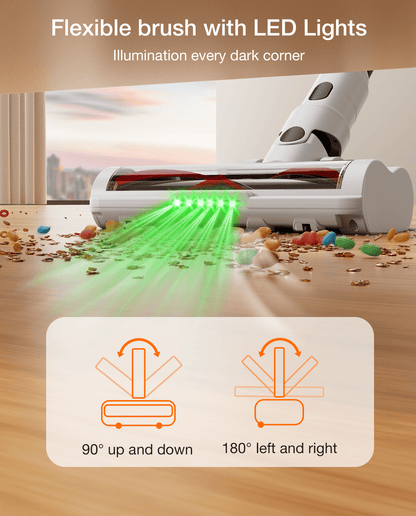 Strong Suction, Cordless Stick Rechargeable, 55 Mins Max Runtime, anti Tangle LED Headlight Brushless, Ideal for Hardwood Floors, and Home