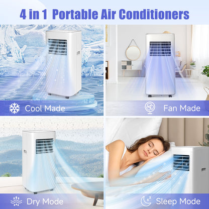 Portable Air Conditioner,8500 BTU Portable Ac up to 450 Sq,4 in 1 with Remote Control,Sleep Mode, Windows Kit,Brush,White